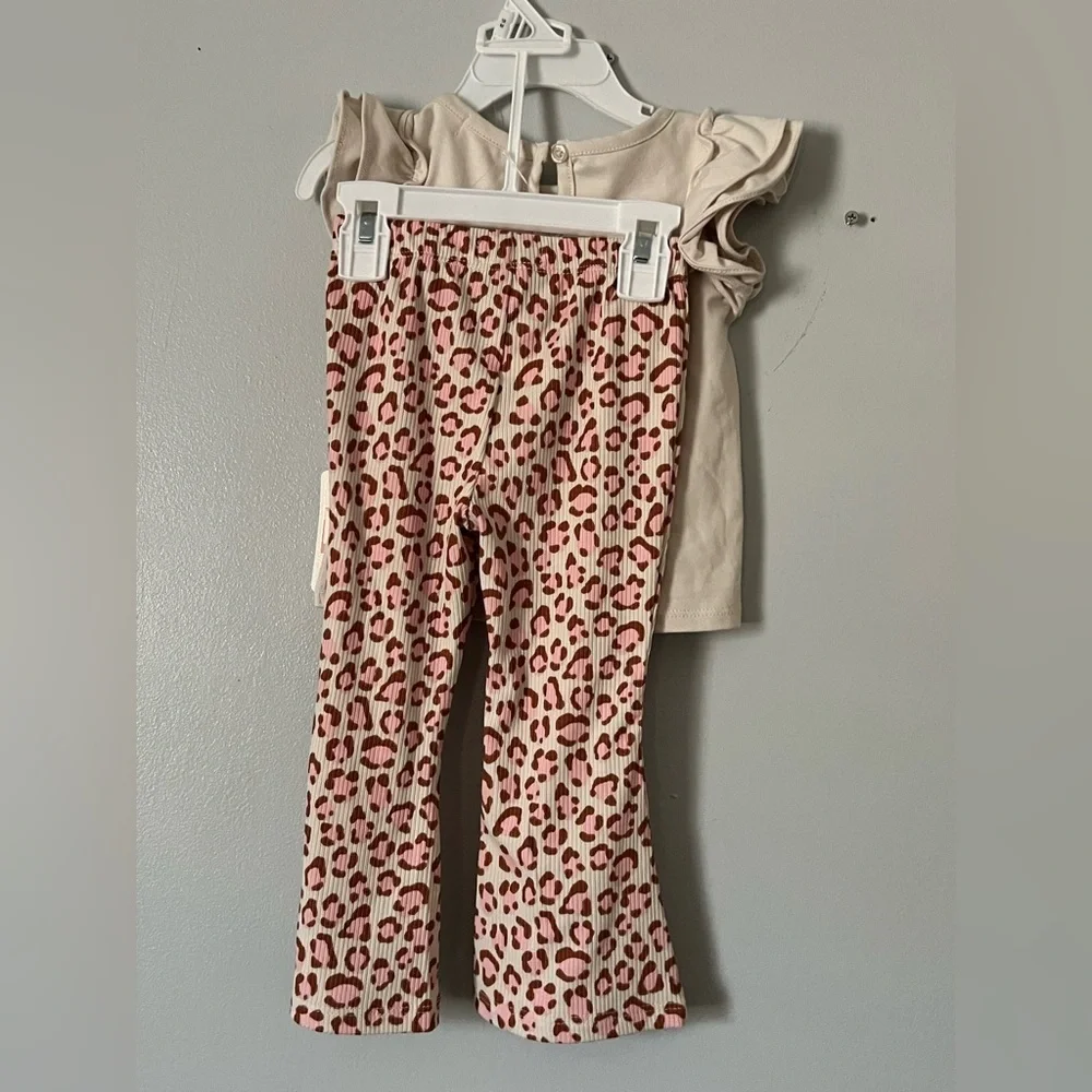 Adorable Beige Leopard Print Kids Dress Set
